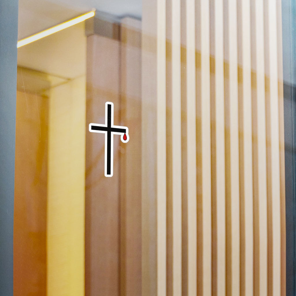 Christ Design Simple Kiss-Cut Vinyl Decal – Bleeding Cross Christian Faith Sticker ...
